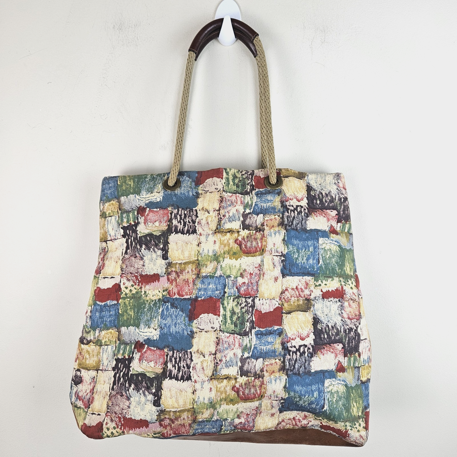 Marni Art Print Shopping Bag Rope Strap Handbag Canvas Casual Tote Large